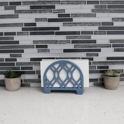 8 of 8:Home Basics Iris Collection Cast Iron Napkin Holder, Slate Blue 