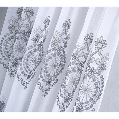 2 of 3:Zena Sheer Damask Embroidered Shower Curtain, Silver, 70x72 Inches 