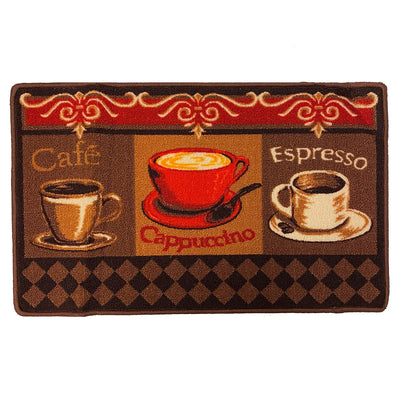 1 of 1:Tapis de cuisine décoratif antidérapant imprimé cappuccino, marron, 45 x 76 cm 