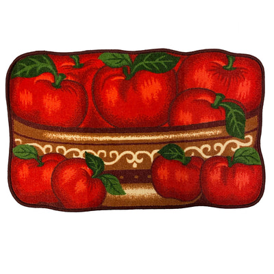 1 of 1:Fresh Apple Printed Skid-Resistant Kitchen Rug Mat, Red-Brown, 20x32 Inches 