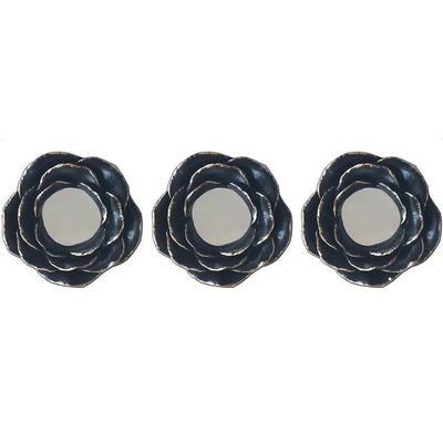 1 of 2:Premius 3 Piece Resin Floral Mirror Set Wall Decor, Black, 8 Inches 