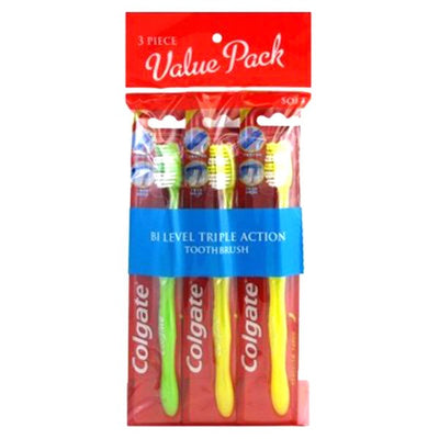 1 of 1:Colgate 3-pack Bi Level Triple Action Toothbrushes - Soft 