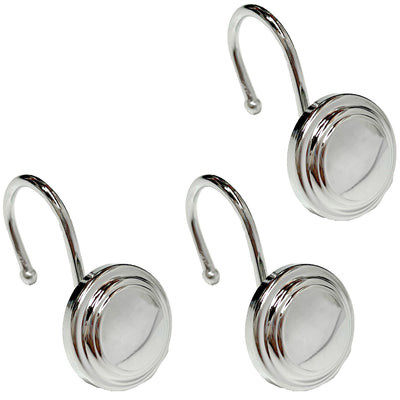 1 of 1:Popular Bath Button Metal Shower Curtain Hooks, Chrome, 12 Pack 