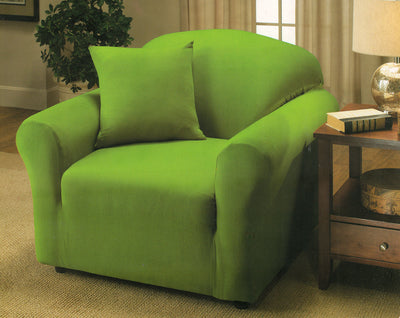 4 of 4:Madison Jersey Stretch Solid Furniture Slipcover, Lime Green 
