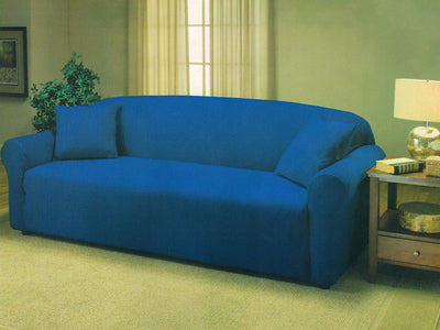 3 of 4:Madison Jersey Stretch Solid Furniture Slipcover, Cobolt Blue 