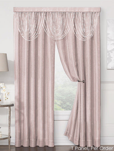 1 of 2:Luna Mesh Metallic Rod Pocket Window Panel and Valance Treatments, Rose 