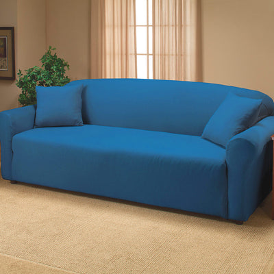 1 of 4:Madison Jersey Stretch Solid Furniture Slipcover, Cobolt Blue 