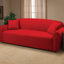 1 of 4:Madison Jersey Stretch Solid Furniture Slipcover, rojo 