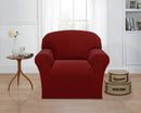 3 of 8:Madison Stretch Mason Weave Pattern Furniture Slipcover, Ladrillo 