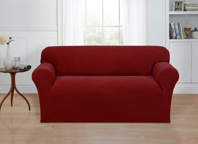 2 of 8:Madison Stretch Mason Weave Pattern Furniture Slipcover, Ladrillo 