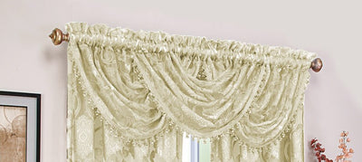 4 of 4:Milawi Jacquard Sheer Rod Pocket Panel And Valance Treatments, Beige 