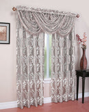 3 of 4:Milawi Jacquard Sheer Rod Pocket Panel And Valance Treatments, Silver 