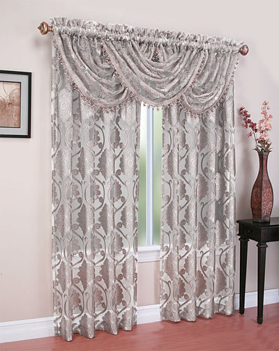 3 of 4:Milawi Jacquard Sheer Rod Pocket Panel And Valance Treatments, Silver 