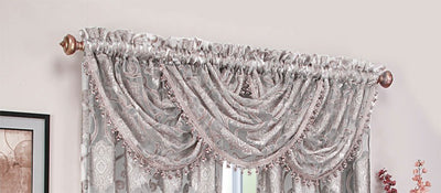 4 of 4:Milawi Jacquard Sheer Rod Pocket Panel And Valance Treatments, Silver 