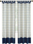2 of 4:Rideau de fenêtre à pattes boutonnées Tattersall - 52 x 84 - Bleu marine 