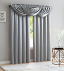 1 of 3:Bridget Crushed Satin Rod Pocket Panel and Waterfall Valance Window Treatments, Silver 