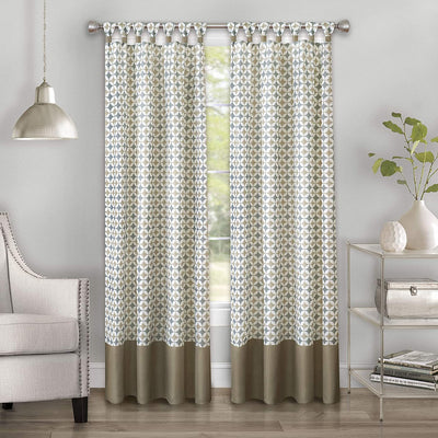 1 of 4:Callie Cuff Tab Top Window Curtain Panel - 52x84 - Taupe/Silver 