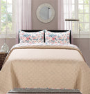 2 of 6:Premius Venezia Zinnia Flower Printed Reversible Quilt Set, Yellow 
